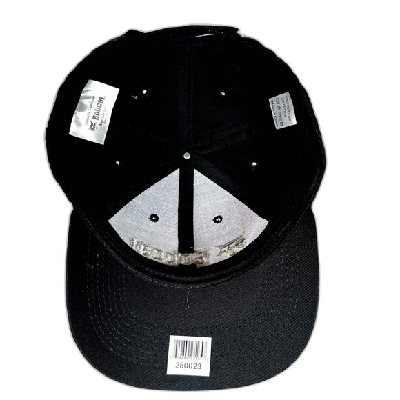 Bobcat Cap Hat Black w/White Embroidery,  Solid Back, Adjustable Hook and Loop - Picture 2 of 3